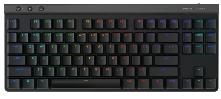 Logitech G515 LIGHTSPEED TKL black mechanical keyboard on a white background